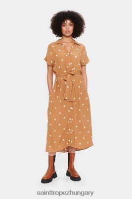 Budapest Saint Tropez | Saint Tropez blancasz ss ruha vádli hossz LP266D374 dohánybarna kör alakú pötty nők
