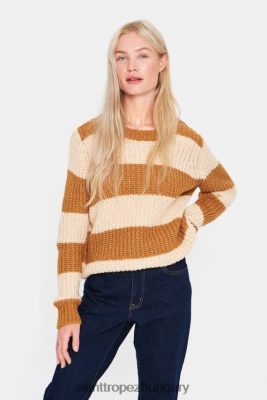 Budapest Saint Tropez | Saint Tropez brookesz pulóver csíkos LP266D1036 tevebarna melanzs nők