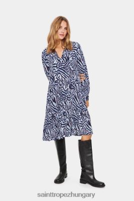 Budapest Saint Tropez | Saint Tropez edasz ls ruha LP266D400 éjszakai égbolt midi zebra nők
