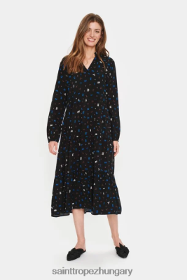 Budapest Saint Tropez | Saint Tropez edasz maxi ruha LP266D340 fekete ditsy virágzik nők