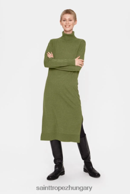 Budapest Saint Tropez | Saint Tropez milasz tekercs nyakú hosszú ruha LP266D296 olivin melange nők