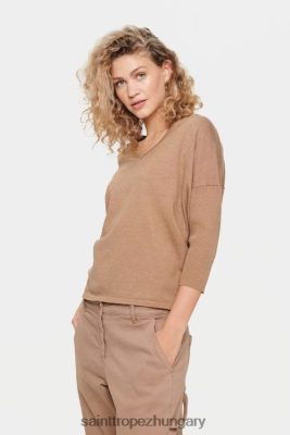 Budapest Saint Tropez | Saint Tropez milasz v-n pulóver LP266D866 tigrisszem melanzs nők