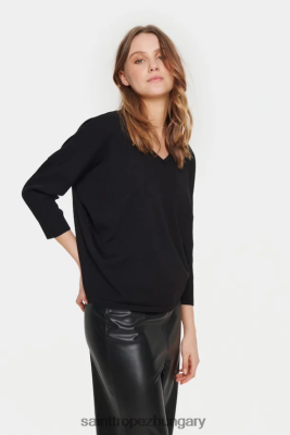 Budapest Saint Tropez | Saint Tropez milasz v-n pulóver LP266D960 fekete nők