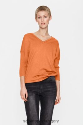 Budapest Saint Tropez | Saint Tropez milasz v-n pulóver LP266D968 poros narancssárga melange nők