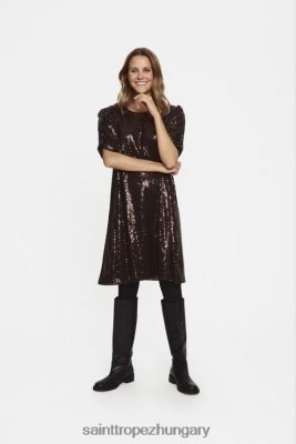 Budapest Saint Tropez | Saint Tropez pajasz ruha LP266D128 csokoládébarna nők