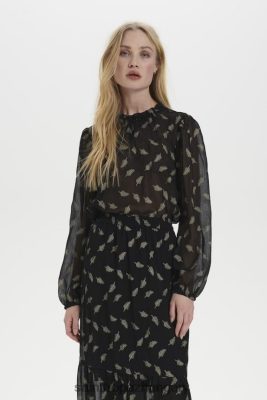 Saint Tropez Hungary | Saint Tropez jamiisz ing LP266D475 fekete tollak nők