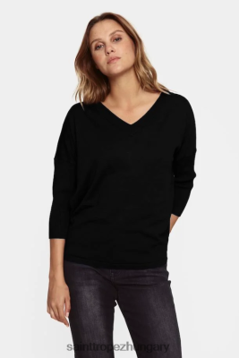 Saint Tropez Hungary | Saint Tropez kilasz V-nyakú pulóver LP266D1025 fekete nők