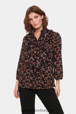 Saint Tropez Hungary | Saint Tropez lillysz 3/4-es ing LP266D553 fekete kis festői virágos nők