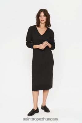Saint Tropez Hungary | Saint Tropez milasz hosszú v-n ruha LP266D181 bristoli szürke melanzs nők
