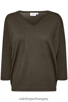 Saint Tropez Hungary | Saint Tropez milasz v-n pulóver LP266D963 főbb barna melanzs nők